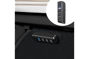 Leikaendi Schowek USB Hub do Tesla Model Y 2021-2024 Model 3 2021-2023, 4 w 1 Multiport schowek stacja dokująca akcesoria do Dash Cam Flash Drive, ładowarka, transmisja danych, gry muzyczne