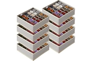 Lifewit Set de 8 Organizador de Cajones y Separador,Guardarropas Plegables de Tela,Cajas de Almacenaje para Armario de Dormitorio,para Almacenar Calcetines,Ropa Interior,Corbatas, Bufandas, Gris Claro