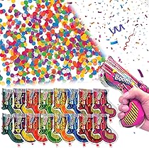Pistolets à Confettis, 16 Party Popper Doré, Tireur De Confettis à Confettis Biodegradables