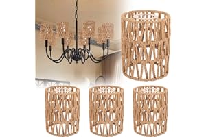 AKOLAFE Pack of 4 Lampshade Hanging Lamp Shade Boho 12 x 12 x 15 cm Lampshade Rattan Paper Lampshade Replacement Shade Accessories for Floor Lamp, Table Lamp, Pendant Lights, Pendant Lampshades