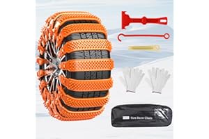 Cadenas de Nieve para Coche Ninonly 10Pcs Cadenas Nieve Universales para Vehículo Coche Camión SUV Ajustan para Neumáticos Ancho 165mm-255mm para Barro, Arena, Nieve, Hielo