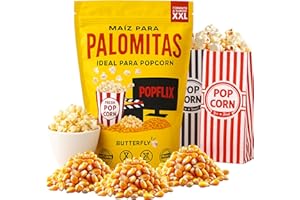 ALEJANDRO FUENTES AF® - Maiz para palomitas XXL 1800g – Popcorn Premium Selecto, Natural y Sin GMO, Bolsa Zip Resellable, Perfecto para maiz palomitas de Cine en Casa, Snack Saludable Familiar