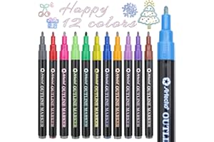 Artecho 12 brokatowych długopisów konturowych, brokatowy magiczny długopis, ręcznie robiony, kreatywny pędzel, odpowiedni dla początkujących i profesjonalistów,