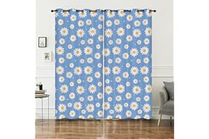 ‎HOSIMA HOSIMA Kamille vorhänge Blickdicht mit ösen,2-Set 117x183cm hellblau Leichte & weiche Blumen Verdunklungsvorhänge Ösenschal für Wohnzimmer Kinderzimmer(Kamille 117x183cm)