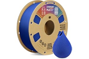 OVERTURE Filamento PLA 1.75mm, Perfectamente Enrollado para Impresora 3D, Carrete de 1kg (2.2lbs), Precisión +/- 0.02 mm, Compatible con la Mayoría de Impresoras FDM 3D (Azul)