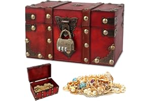 CLIUNT Holz Aufbewahrung Schatzkiste, Vintage Holz Schatztruhe, Schatztruhe mit Zahlenschloss, Holztruhe Schatzkiste, Geeignet Zum Aufbewahren Und Dekorieren - 18 x 11 x 10cm