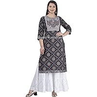 Bae's Wardrobe Rayon Straight Kurti with White Sharara Plazzo for Women & Girls Dress