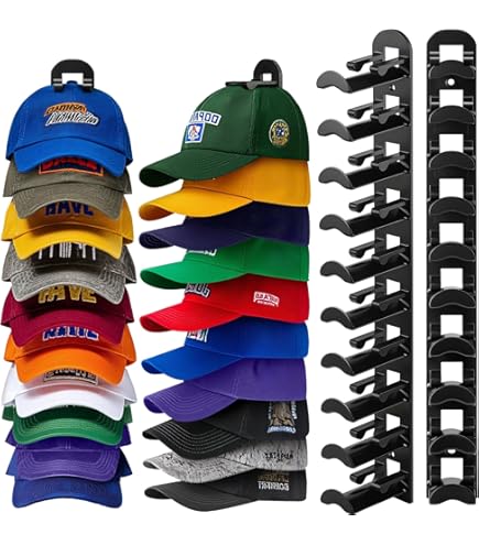Porta Cappelli Pieghevole 2 Pezzi - Organizer Da Armadio Con 20 Clip Per Cappelli, Sciarpe E Guanti - 2
