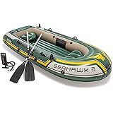Intex Seahawk 3, 3-Person Inflatable Boat Set With Aluminum Oars and High Output Air Pump (Latest Model)