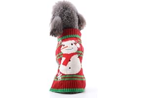 ABRRLO Hunde Kostüme Hundebekleidung Baumwolle Pullover feiern Weihnachten-Tag Winter Mantel Strickpullover Haustier Hund Pullover Haustier Kostüm Fashion Urlaub Party Geschenk (M, Schneemann)