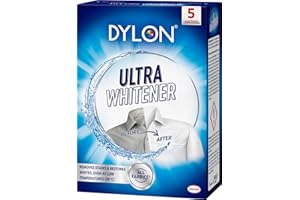 Dylon Ultra Whitener, Whitens and Revives White Laundry, Removes Stains, for all Fabrics - Pack of 5 Sachets