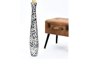 Leewadee Jarrón Grande De Suelo – Jarrón Alto De Madera De Mango para Ramas Decorativas, 70 cm, Negro Plateado