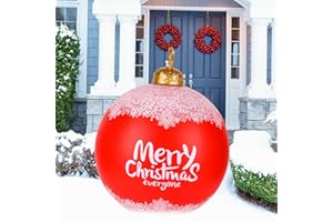 FADCAER Nadmuchiwana bombka bożonarodzeniowa, 61 cm, na zewnątrz, duża, bożonarodzeniowa, PCW, nadmuchiwana kulka, ogromna kula do nadmuchiwania, wielokrotnego użytku, balony bożonarodzeniowe, wisząca piłka