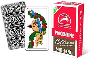 Modiano Piacentine Rosso 150° Anniversario – Carte da gioco regionali piacentine in cartoncino duplex rinforzato 410 gmq – Scopa, Briscola, Tresette – 100% Made in Italy