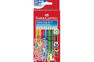 Faber-Castell 201585 - Juego de lápices de colores, 12 piezas, solubles en agua, irrompibles, para niños y adultos