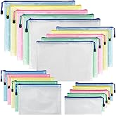 Pochette Document Zippée A3+A4+A5+A6, 20 Pièces Pochette Rangement Fermeture, PVC Imperméable Transparentes Document Dossier,