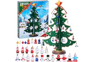 Antsparty Calendrier de l'Avent 2024 avec Sapin de Noël en Bois, Noël 24 jours compte à rebours calendrier de l'avent, Pour, Garçons,Filles,Cadeaux de Fête,Cadeau de Noël