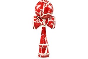 GANZOO Kendama in vero legno di faggio, Model 'Red & White Flash', gioco di abilità