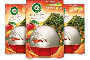 Air Wick Decosphere - Ambientador Casa Para Baño, Con Aroma A Mango Y Lima - Pack De 3
