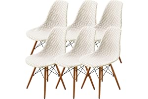 SHENGYIJING Esszimmerstühle Abdeckungen 2/4/6 Stück,Stil Shell Esszimmerstuhl Mid Century Modern Stuhl Sipcover,Gepolsterte Dining Accent Side Stuhlhussen (Creme,6 Pieces)