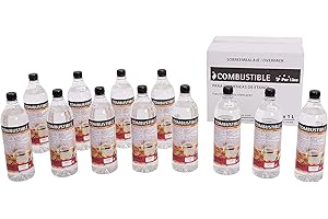 PUR LINE | Combustible etanol vegetal aroma a madera biochimeneas, caja 12 botellas 1L - Combustible Etanol Ecológico, sin humo, elimina olores y recrea ambiente chimenea leña