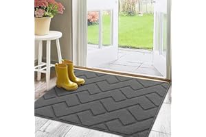 ‎BISCPRO Biscpro Innen Fußmatte 80 x 100 cm, Schmutzfangmatte rutschfest Fussmatte Innen Waschbar Eingangsteppich Innen Fussmatten Haustür dünn Innen für Eingang, Flur, Garten, Innen, Haustier- Grau