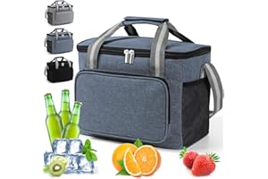 DUNSOO Borsa termica 15 l, piccola per viaggi, pieghevole, per picnic, barbecue, campeggio, escursioni, shopping, auto