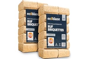 Ecoblaze RUF Fire Blocks | Pack of 24 | Briquettes | Heat Logs | Heat Blocks | Clean, Compressed Organic Hardwood Chips and Shavings | Easy to Use | Ideal for Wood Burners, Log Burners and Firepits