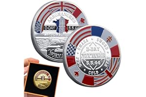 JANURIUM Pièce de monnaie « Happy Anniversary » – Pièce de monnaie du jour du 80e anniversaire du jour J | Commémorative de la Seconde Guerre mondiale, pièce commémorative de 1944, pièce de collection