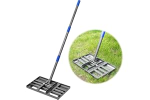 Starbover Rasenrechen Metall, Rasen Nivellierrechen Rakel mit 183cm Griff, Lawn Leveling Raken Schwarz, Robustes Boden Rasenplaner Werkzeug Rasenschieber für Yard Golf Garten Hinterhof
