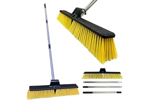 TDBS THE DUSTPAN AND BRUSH STORE Escoba de jardín resistente para exteriores, escoba rígida grande de 61 cm con cepillo duro y mango de metal para barrer tu patio, jardín y terraza