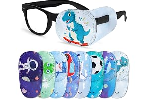 8 st ögonlappar barn flickor, dinosaurie haj återanvändbara återanvändbara ögonlappar för amblyopi strabismus öga vagga synterapi ögonocklusion