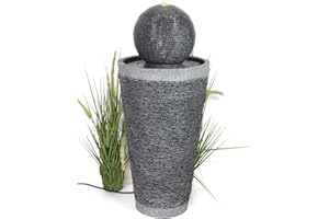 ‎ARNUSA Gartenbrunnen BK910 Kugelbrunnen Steinoptik Springbrunnen 71 cm mit LED Beleuchtung Gartendeko
