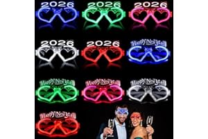 GEKMOR 10 Pack LED Lights Glasses, 2026 Happy New Year Glow Glasses, Glow in The Dark Party Light-up Glasses