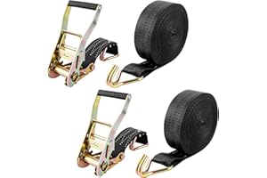 DAJAVE Set di 2 Cinghie a Cricchetto, 10M Cinghia di Ancoraggio con Tenditore a Cricchetto e Ganci, Larghezza 50mm Cinghia Fissaggio a Cricchetto Ratchet, di alta Qualità, Gancio a J, Fino a 4000 kg
