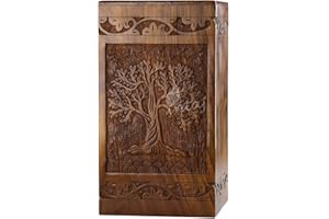 INTAJ Urne funéraire en bois de rose faite à la main pour cendres humaines | Arbre de vie en bois – Urne funéraire pour cendres (arbre soulier, adulte 250 cu/in)
