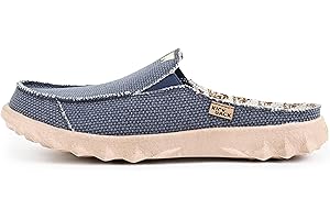 Kickback Chaise Classic - Backless Mule Slider - Lightweight Slip On Mens Canvas Shoes - Loafers for Men - Mule Style - All Day Comfort - Removable Active Foam Leather Lined Insoles