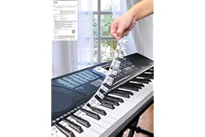 YPTSYSYS Piano Notes Guide for Beginner, Removable Piano Keyboard Note Labels for Learning, 61-Key Standard Full-Size, Made of Silicone Rubber, No Need Stickers, Reusable and Comes with Box(Black)