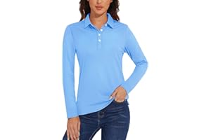 TACVASEN Hauts Polo à Manches Longues pour Femmes pour Golf et Tennis Séchage Rapide Léger Protection Solaire UPF 50+ Chemise avec 4 Boutons