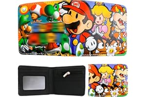 Ainvliya Cartoon Wallet for Kids, Super Bro Wallet PU Leather Coin Purse Bi-Fold Anime Wallets Cartoon Cool Card Holder Kids Wallets Birthday Gift for Boys Girls Fans