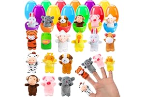 JOISHOP Easter Eggs with Finger Puppets, 12pcs Mini Animal Finger Puppet Small Finger Doll Storytelling Props for Boys Girls Easter Eggs Hunt Easter Basket Stuffers Easter Party Favors