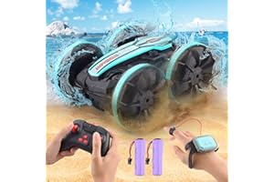 SIVQIKE 4WD Ferngesteuertes Auto,Amphibienfahrzeug ferngesteuert,Gestensensor Wasserdicht RC Stunt Auto 80 Min. Spielzeit Mit 50m Fernbedienung 360 °Drehung Off Road for 6+Jahre Kinder