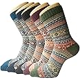 Chalier Finery 5 Pairs Women Wool Socks, Thick Warm Knitting Thermal Socks, Ladies Winter Socks Christmas Gifts for Women