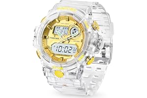 PINIDOUS Relojes Mujer Relojes Deporte Digital para Mujer Adolescentes,Luz LED 7 Colores,Gran Pantalla Digital Analógica Impermeable Relojes con Alarma,Cronómetro,Timbre horario,Relojes Militares Multifunción