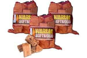 WARMA Softwood Firewood Logs 75L Kiln Dried Logs - Ready to Burn Easy to Light Density - 3 x 25 Litre Nets Soft Wood for Outdoor Open Fire Pits Wood Burners Coal Stoves Log Burners