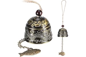 GREEN THUMBZ Carillon a Vent Exterieur – Carillon à Vent en Métal au Design Vintage Poisson pour la Fortune et la Bonne Chance – Intérieur et Carillon Exterieur pour Décoration Jardin