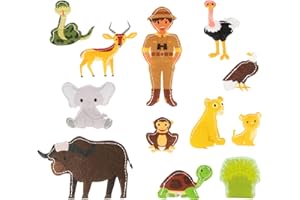 meqbem® PANTAWORLDS® Play kit | Set personaggi in feltro | Quiet Book | Sensoriale Educativo | Pupazzi a dito | Gioco per Bambini | Marionette | Idea Regalo Bambini | (Safari - Animali)