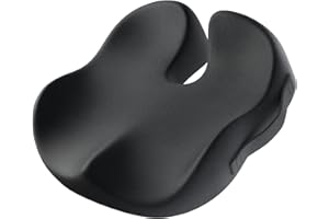 ProtoArc Office Desk Chair Cushion, Ergonomic Coccyx Cushions, Memory Foam Seat Cushion for Car, Home, Pressure Distribution Cushion for Tailbone Hip Support, All Day Comfort - Black