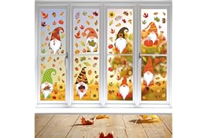 LIVESTN Thanksgiving Fenster Aufkleber, 8 Sheet Erntedankfest Fensteraufkleber Herbst Ahornblätter Fenster Aufkleber Thanksgiving Fenster Dekorationen für Thanksgiving Herbst Party Zubehör (A)