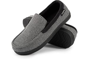 LongBay Herren Memory Foam Mokassin Hausschuhe Plüsch Fleece Haus Slipper in Indoor Outdoor Schuhe